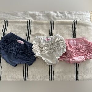 Ruffle Butts Navy, Cream, and Pink Ruffle Shorts